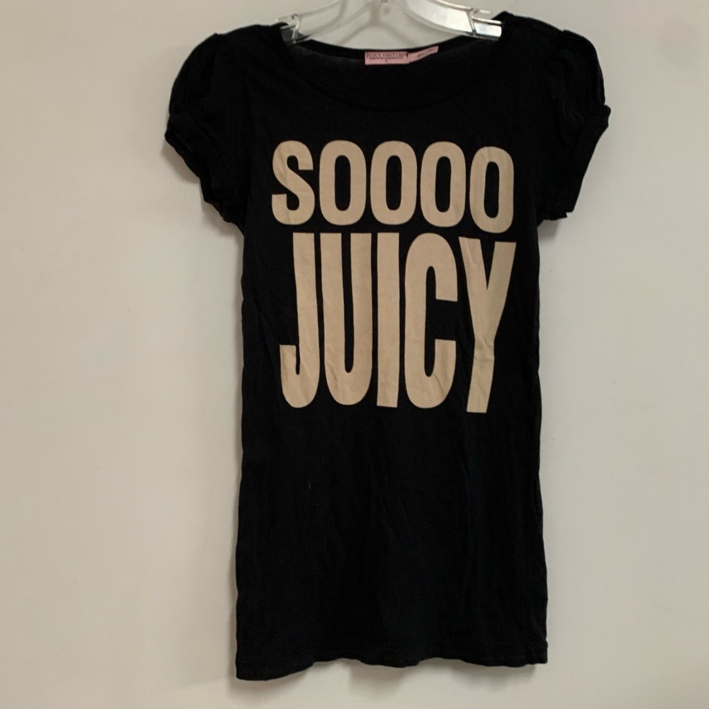 Juicy Couture Black T-Shirt with Cream Lettering